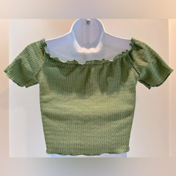 SHEIN Green Ribbed Crop‎ Top - Picture 4 of 8